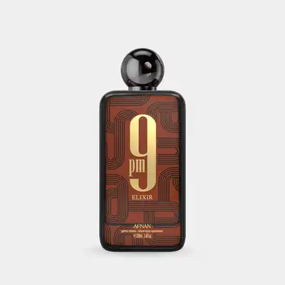 Afnan 9 PM Elixir copper-and-black bottle